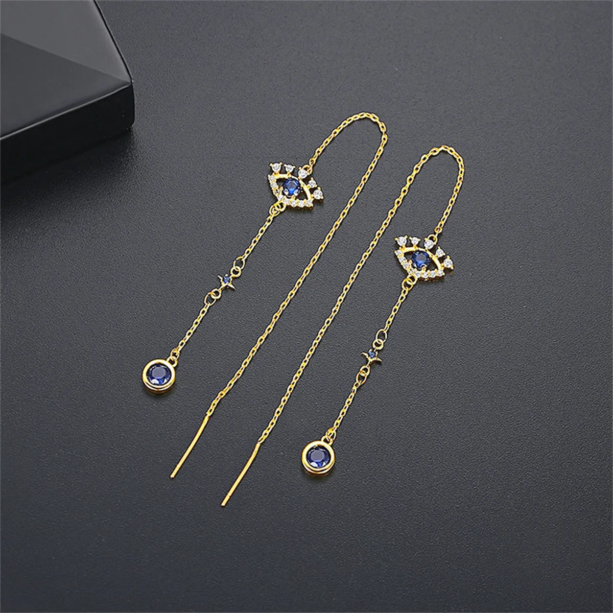 Crystal & Cubic Zirconia 18K Gold-Plated Eye Ear Threaders