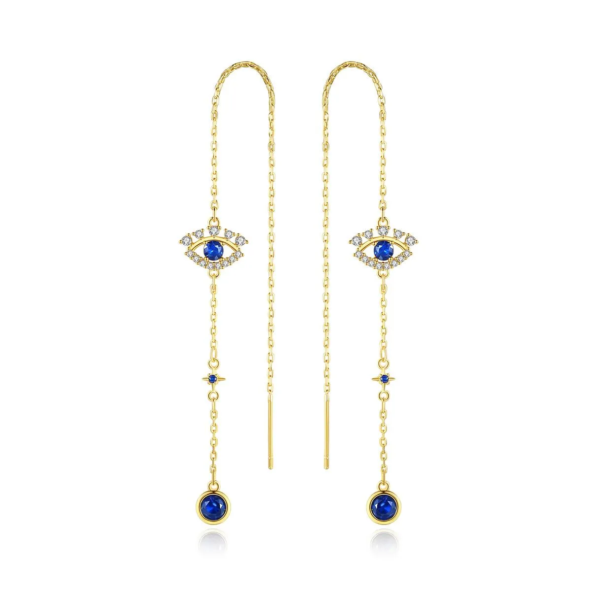 Crystal & Cubic Zirconia 18K Gold-Plated Eye Ear Threaders