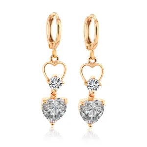 Crystal & Cubic Zirconia 18K Gold-Plated Heart Dangle Earring