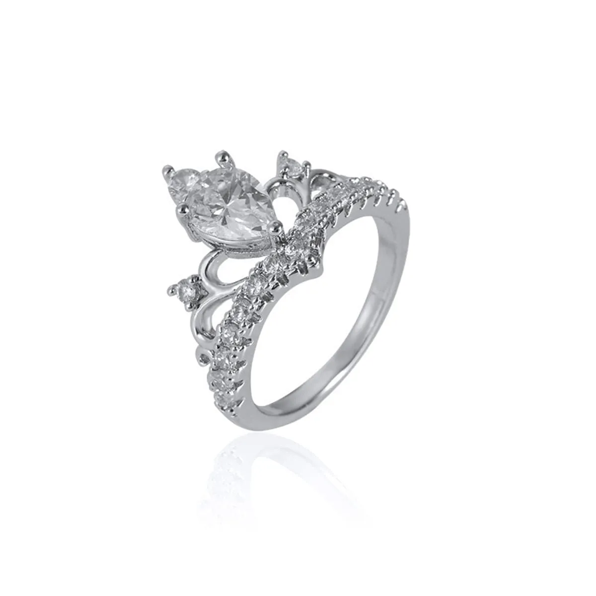 Crystal & Cubic Zirconia Crown Band Ring
