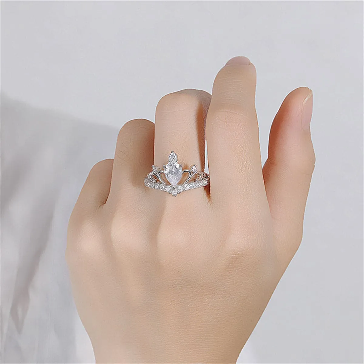 Crystal & Cubic Zirconia Crown Band Ring