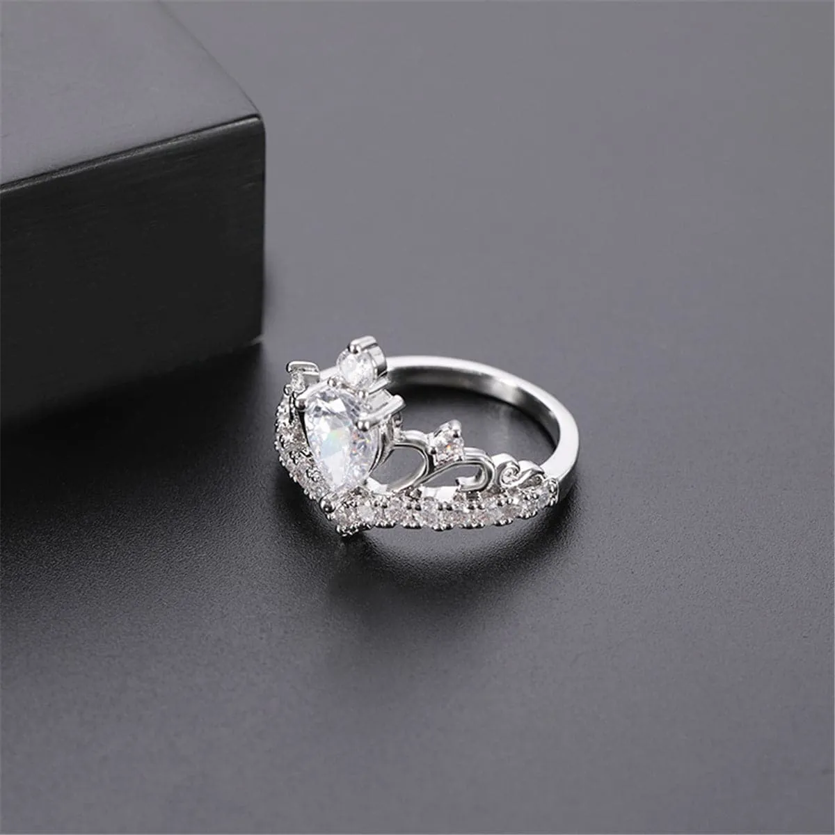 Crystal & Cubic Zirconia Crown Band Ring