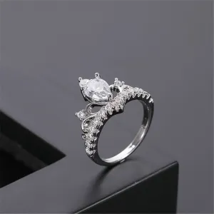 Crystal & Cubic Zirconia Crown Band Ring