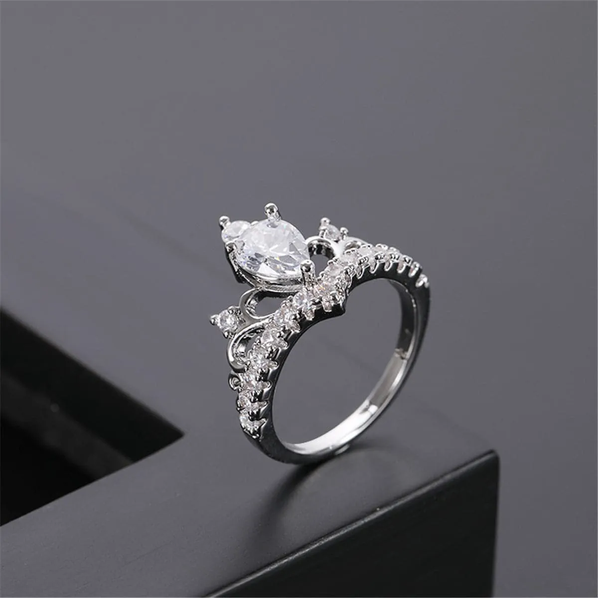 Crystal & Cubic Zirconia Crown Band Ring