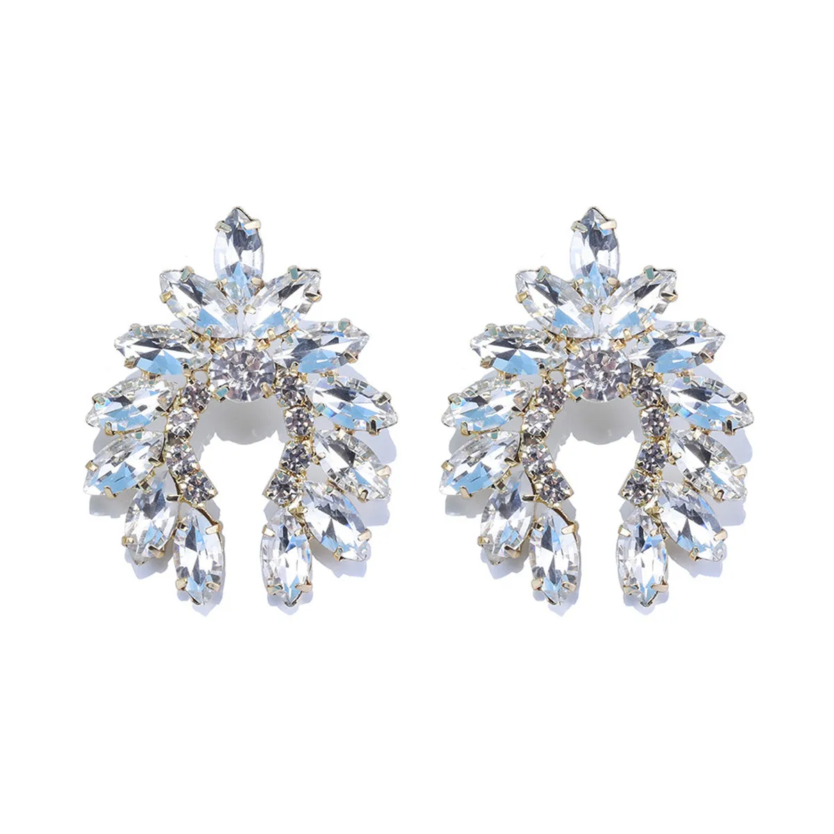 Crystal & Cubic Zirconia Curved Stud Earrings