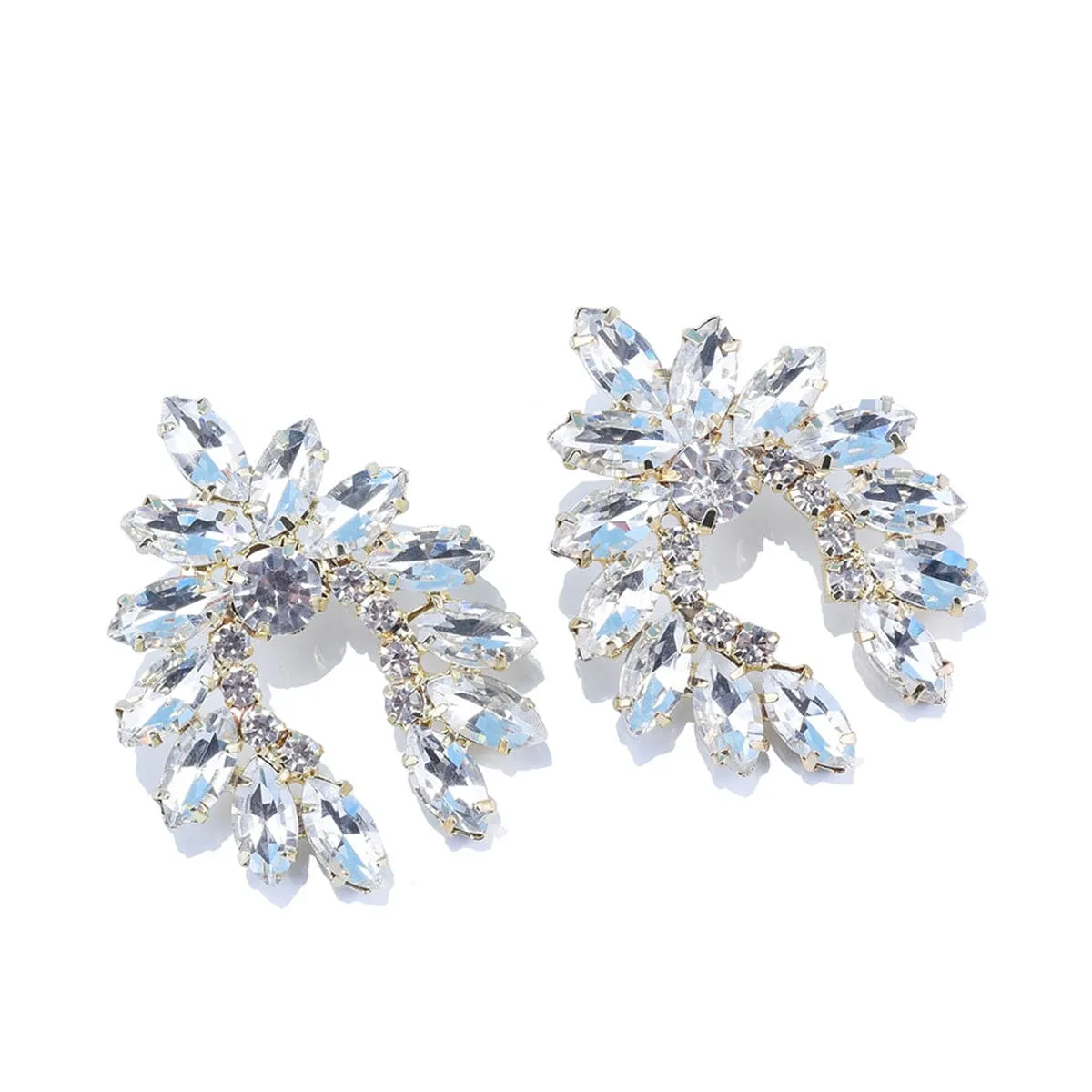 Crystal & Cubic Zirconia Curved Stud Earrings