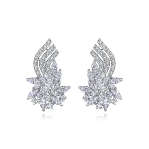 Crystal & Cubic Zirconia Flower Cluster Stud Earrings