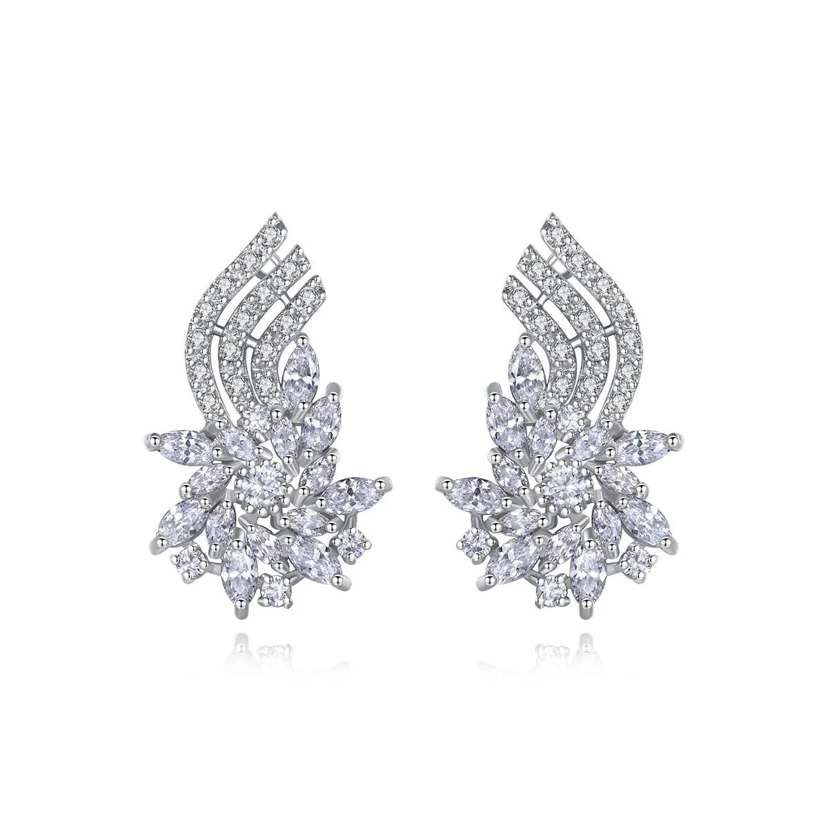 Crystal & Cubic Zirconia Flower Cluster Stud Earrings