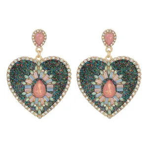 Crystal & Cubic Zirconia Heart Drop Earrings