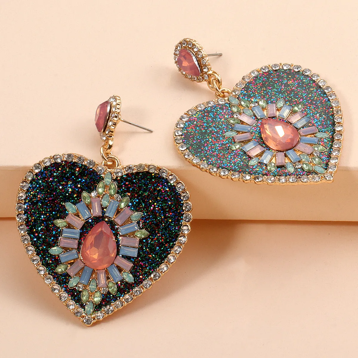 Crystal & Cubic Zirconia Heart Drop Earrings