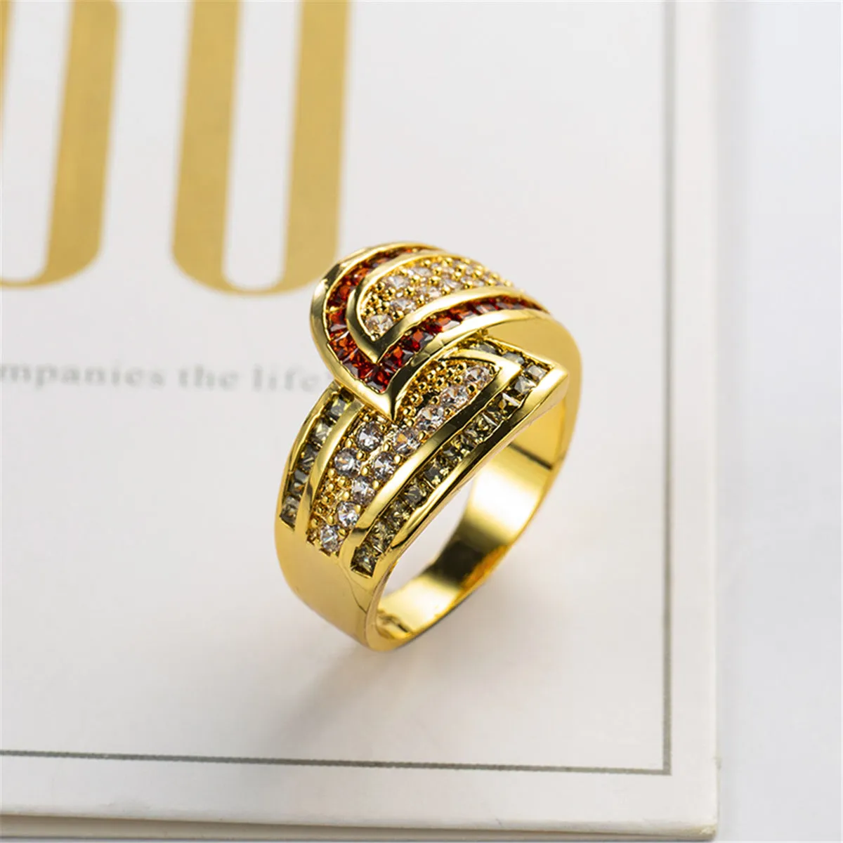 Crystal & Cubic Zirconia Princess-Cut Bypass Ring