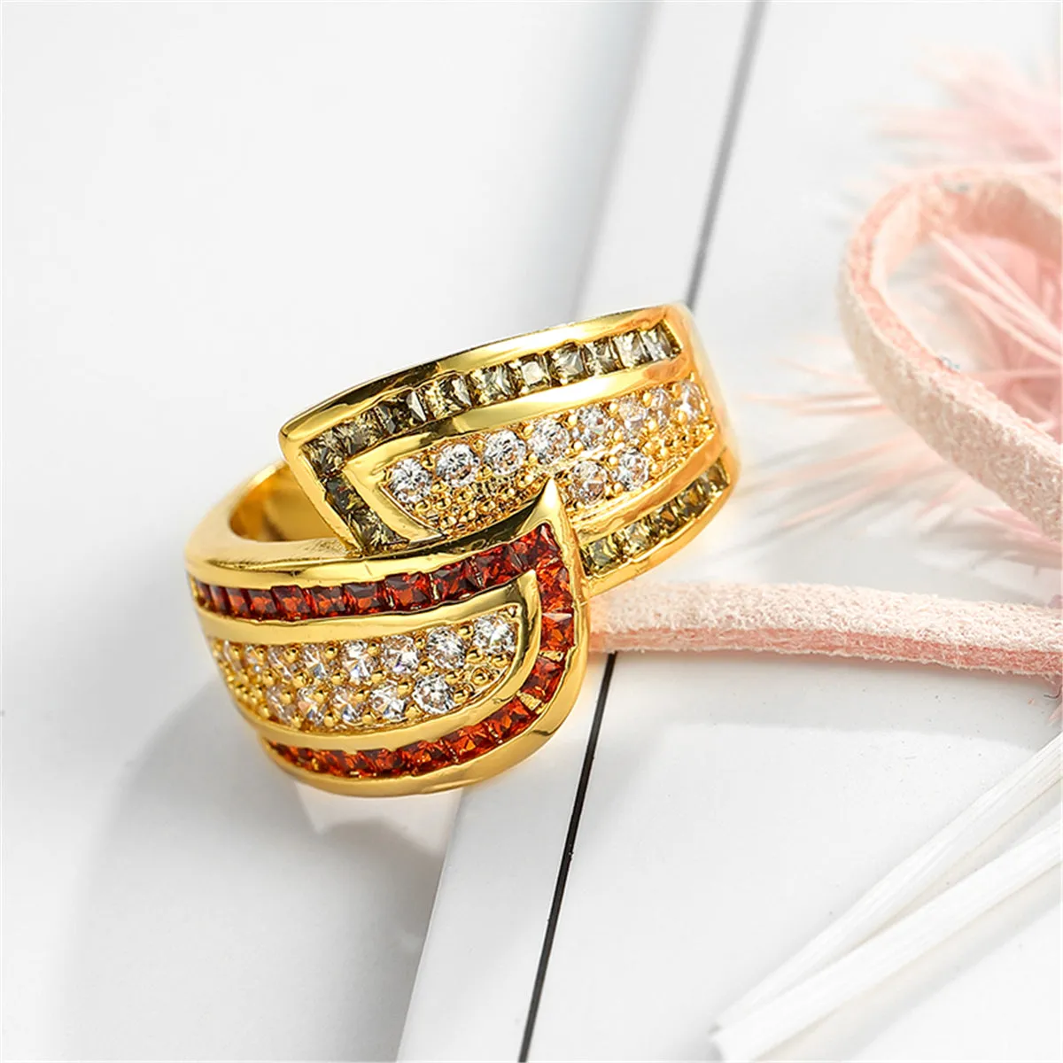 Crystal & Cubic Zirconia Princess-Cut Bypass Ring