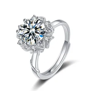 Crystal & Cubic Zirconia Silver-Plated Floral Ring