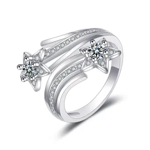 Crystal & Cubic Zirconia Star Bypass Ring