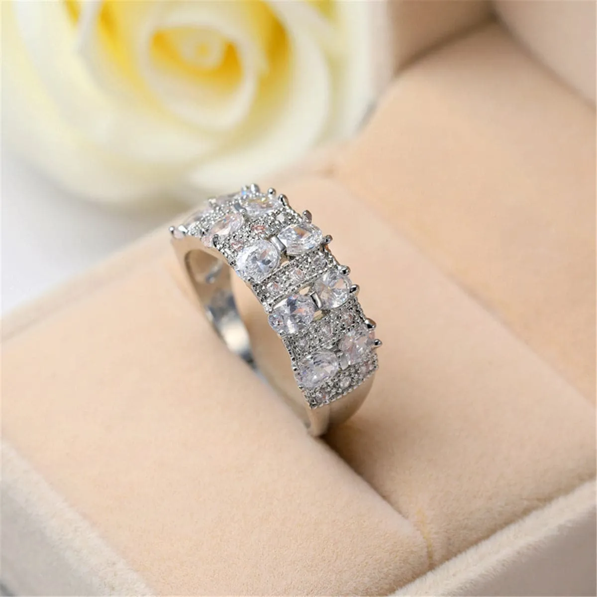 Crystal & Silver-Plated Invisible Ring