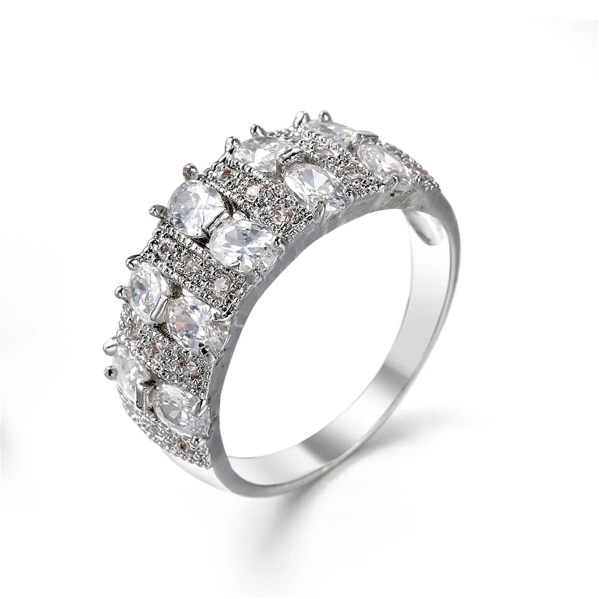 Crystal & Silver-Plated Invisible Ring