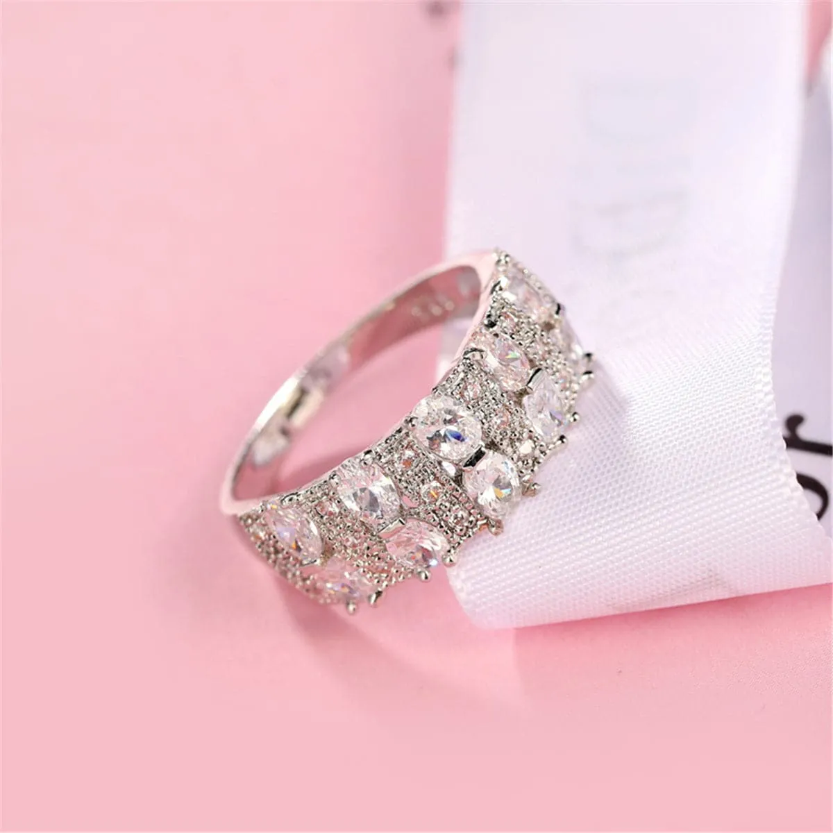 Crystal & Silver-Plated Invisible Ring