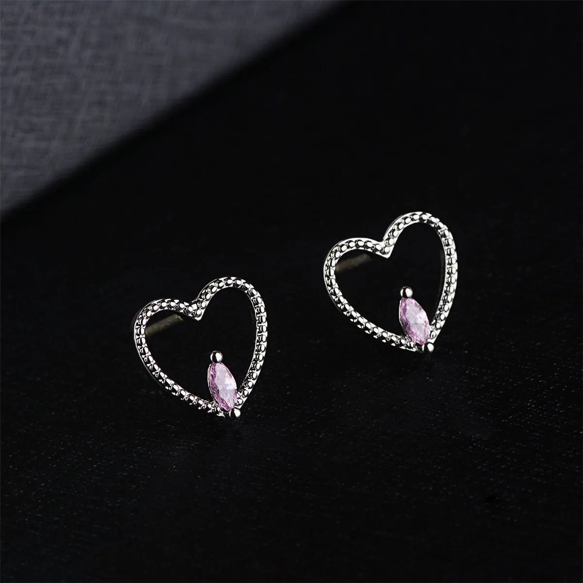 Crystal & Silver-Plated Pear-Cut Heart Stud Earrings