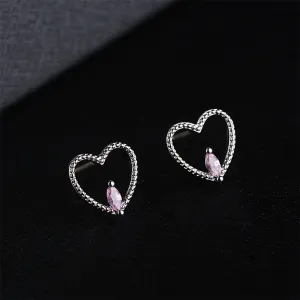 Crystal & Silver-Plated Pear-Cut Heart Stud Earrings