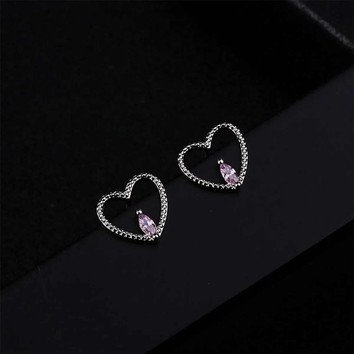 Crystal & Silver-Plated Pear-Cut Heart Stud Earrings