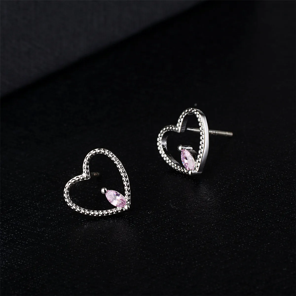 Crystal & Silver-Plated Pear-Cut Heart Stud Earrings