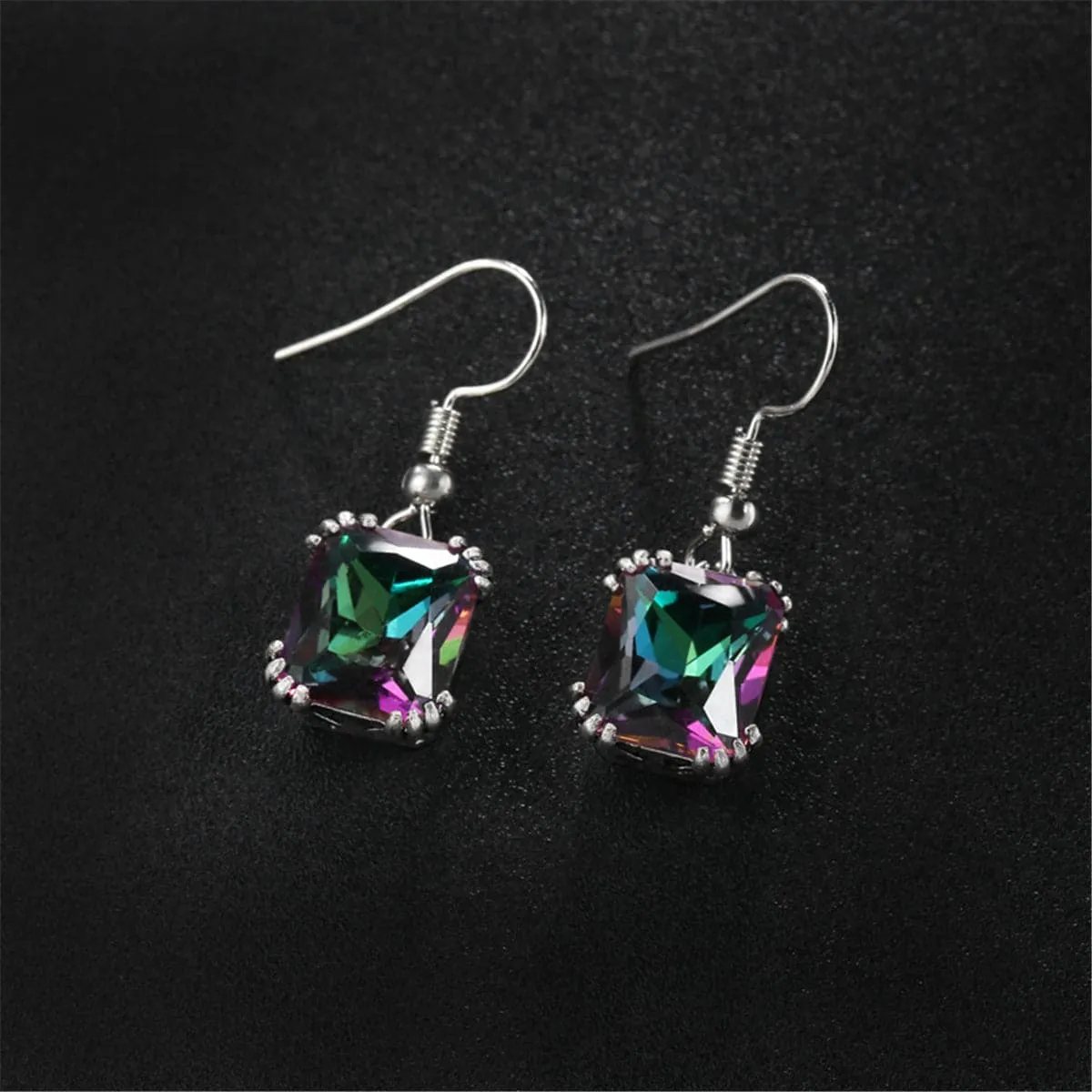 Crystal & Silver-Plated Princess-Cut Drop Earrings