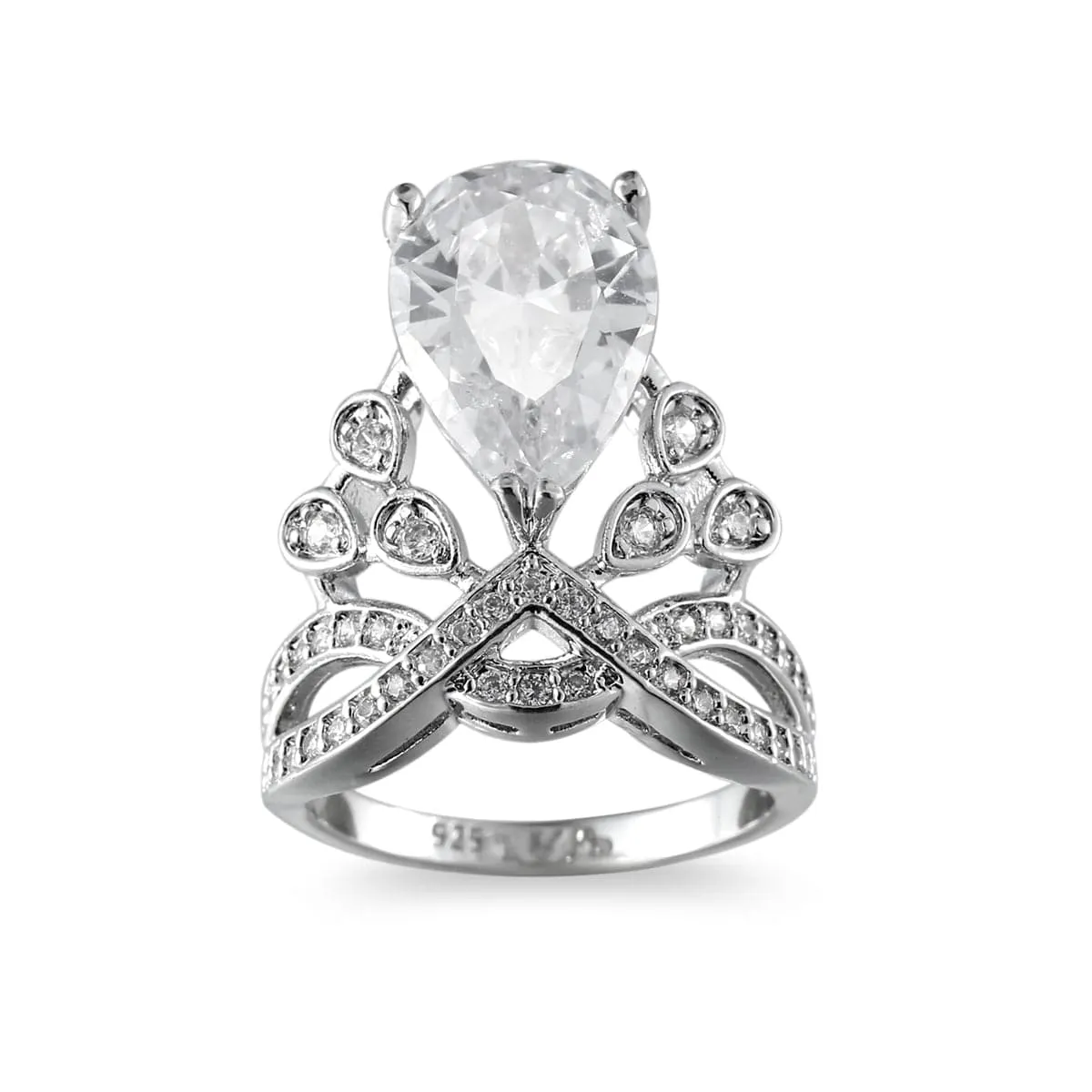 Crystal & Silver-Plated Tiara Botany Ring