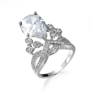 Crystal & Silver-Plated Tiara Botany Ring