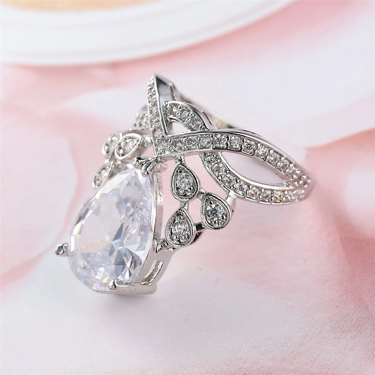 Crystal & Silver-Plated Tiara Botany Ring