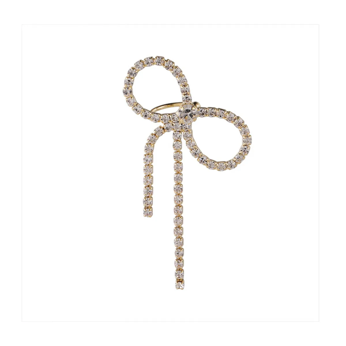 Cubic Zirconia & 18K Gold-Plated Bow Ribbon Ear Cuff
