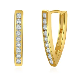Cubic Zirconia & 18K Gold-Plated Channel-Set Pointed Hoop Earrings