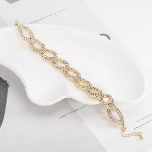 Cubic Zirconia & 18K Gold-Plated Crossing Line Bracelet