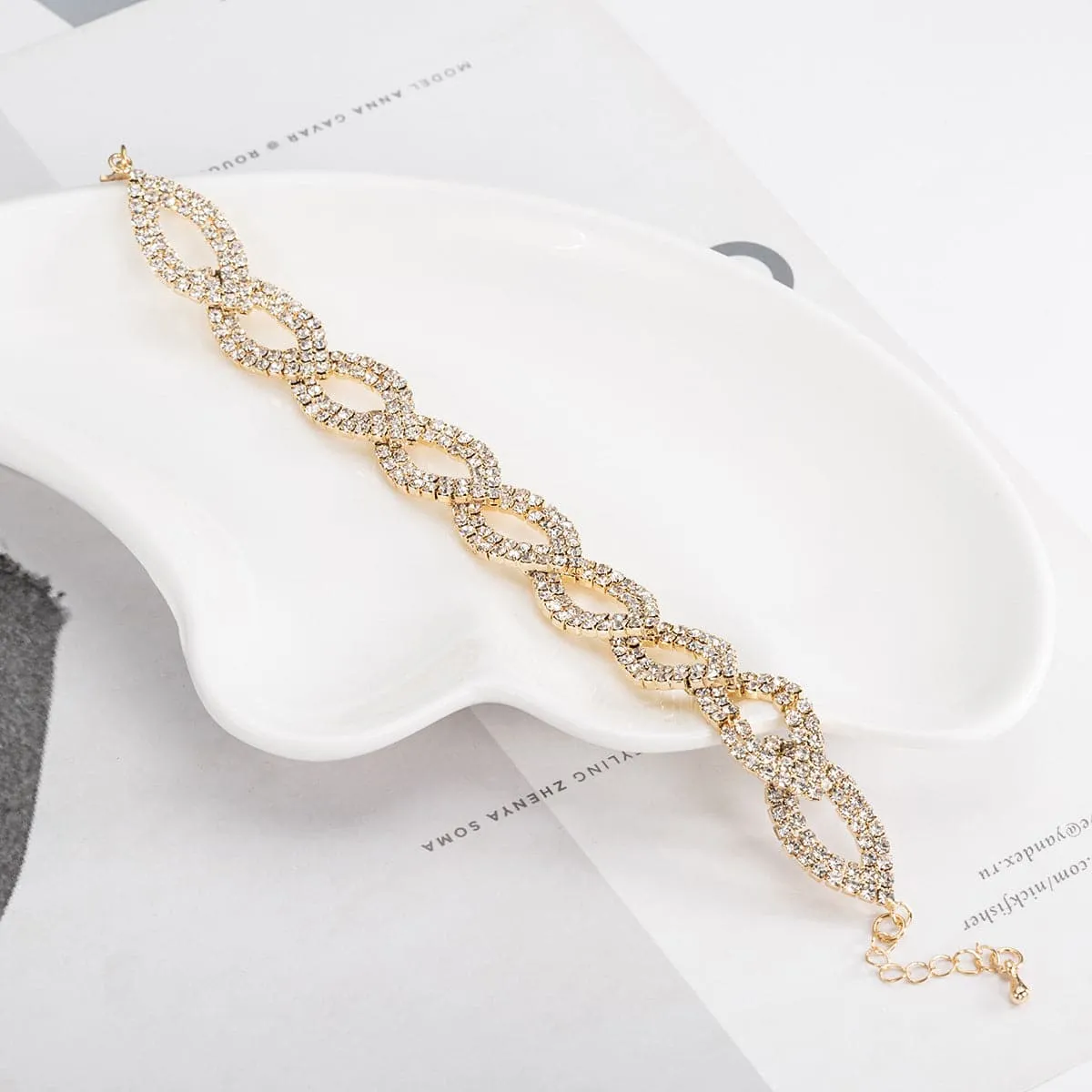Cubic Zirconia & 18K Gold-Plated Crossing Line Bracelet