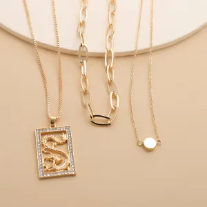 Cubic Zirconia & 18K Gold-Plated Dragon Card Pendant Layered Chain Necklace