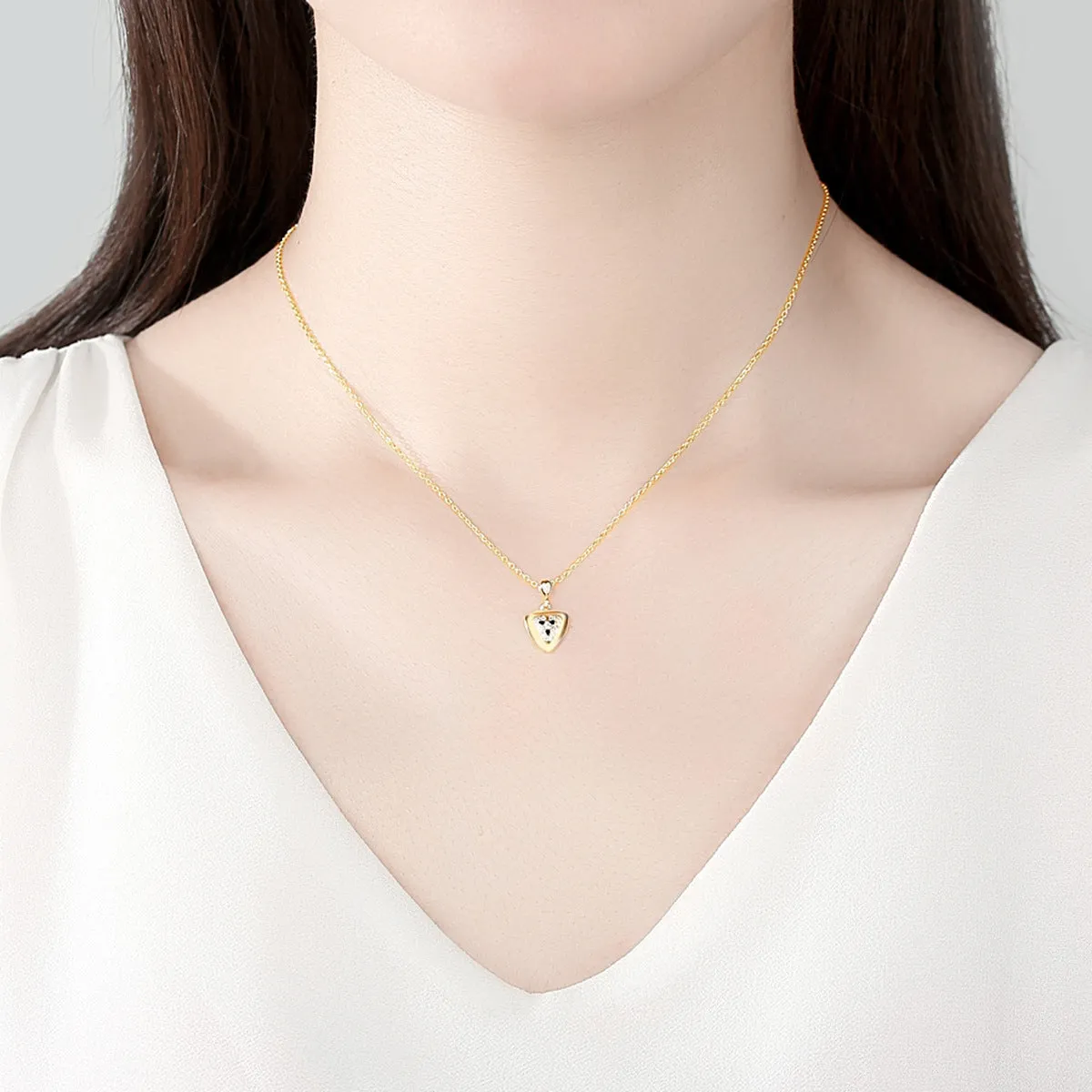 Cubic Zirconia & 18K Gold-Plated Flower Shield Pendant Necklace