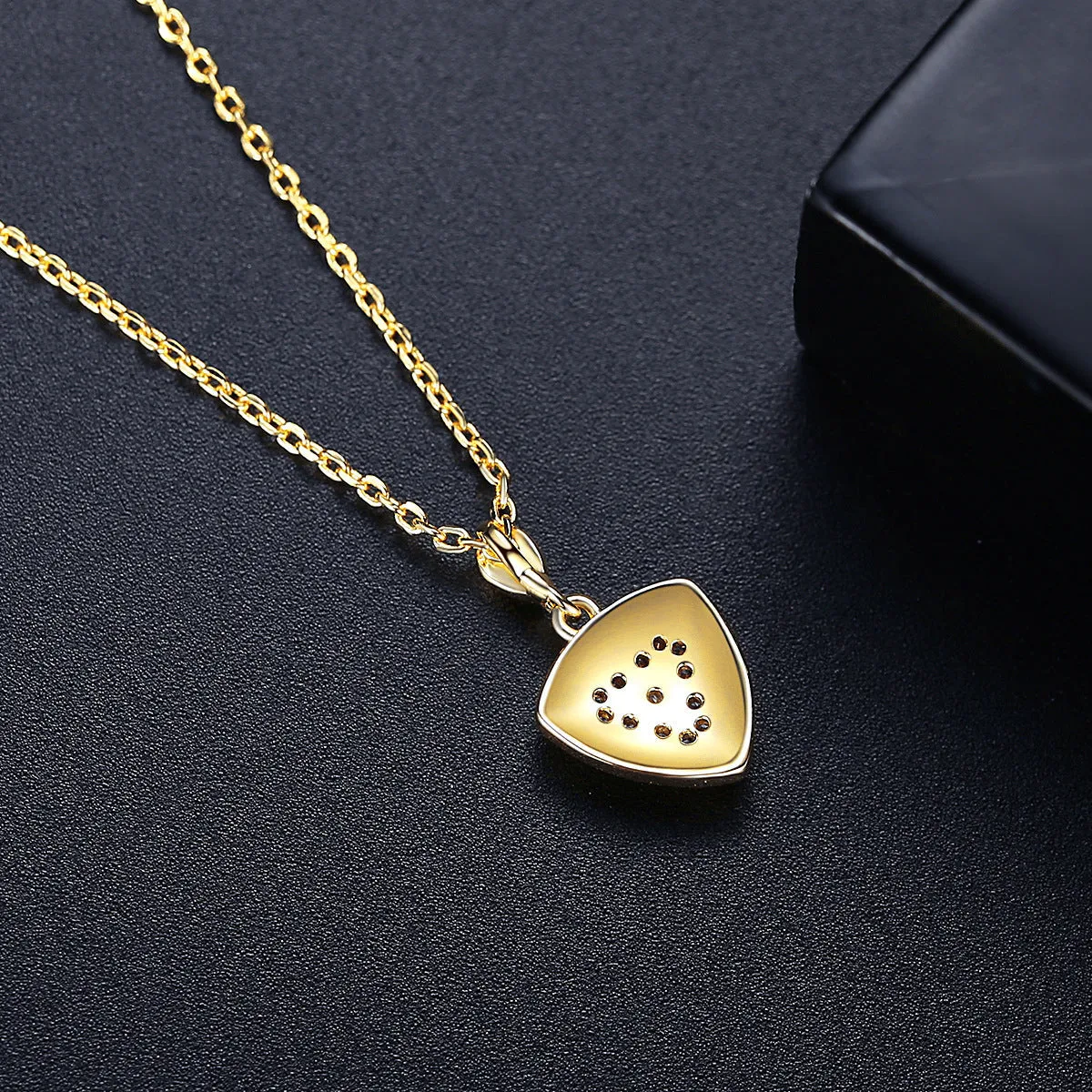 Cubic Zirconia & 18K Gold-Plated Flower Shield Pendant Necklace