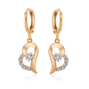 Cubic Zirconia & 18K Gold-Plated Heart Drop Earrings