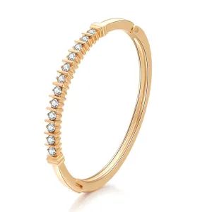 Cubic Zirconia & 18K Gold-Plated Hinged Bangle