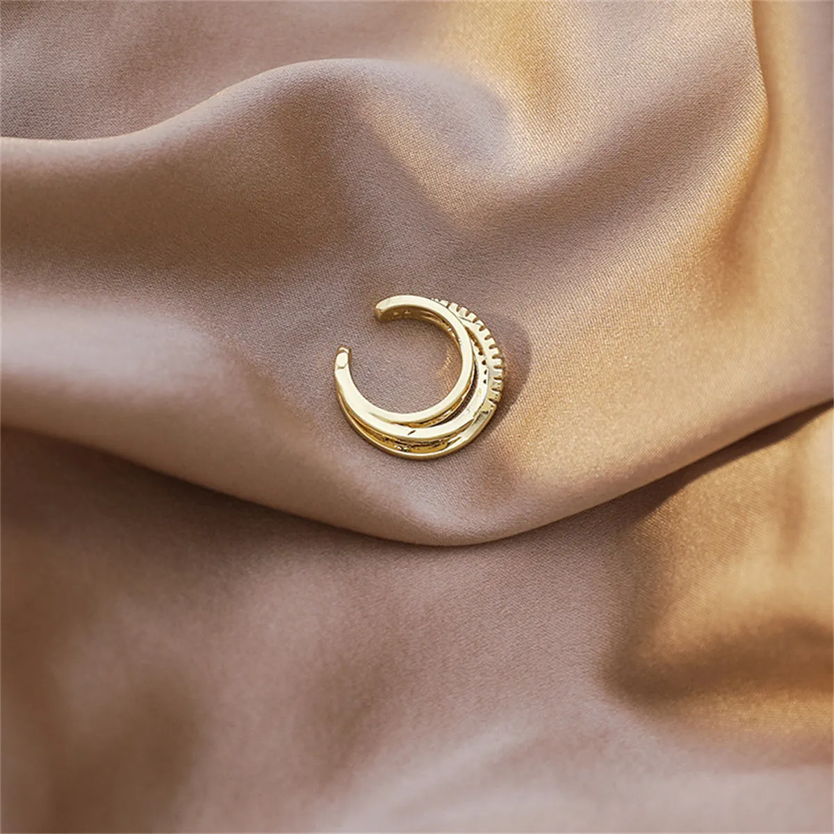 Cubic Zirconia & 18K Gold-Plated Layered Ear Cuff