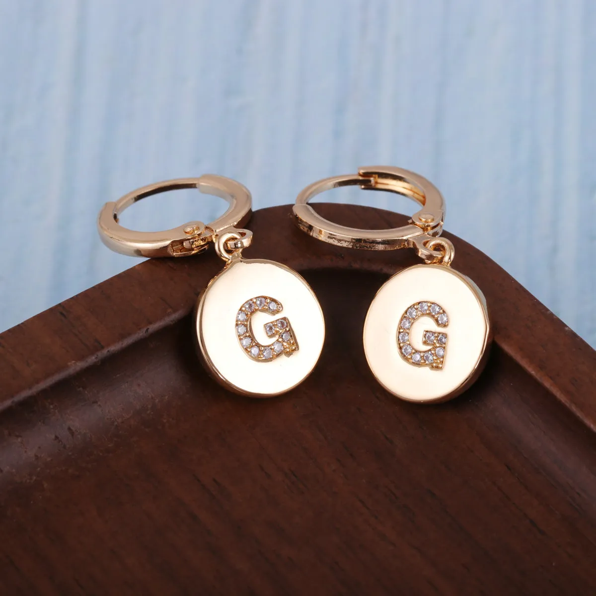 Cubic Zirconia & 18K Gold-Plated Letter G Cut Drop Earrings