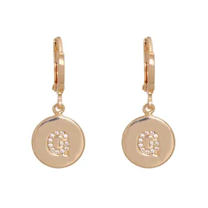 Cubic Zirconia & 18K Gold-Plated Letter G Cut Drop Earrings