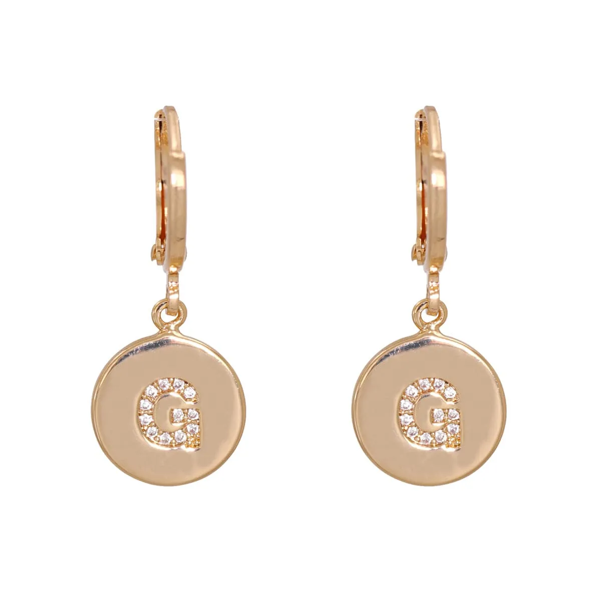 Cubic Zirconia & 18K Gold-Plated Letter G Cut Drop Earrings