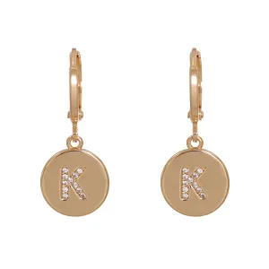 Cubic Zirconia & 18K Gold-Plated Letter K Cut Drop Earrings
