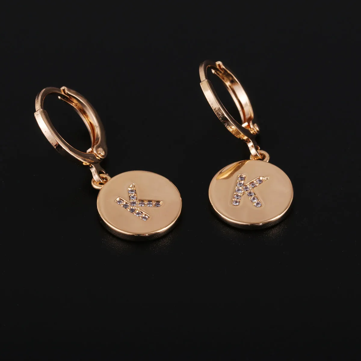 Cubic Zirconia & 18K Gold-Plated Letter K Cut Drop Earrings