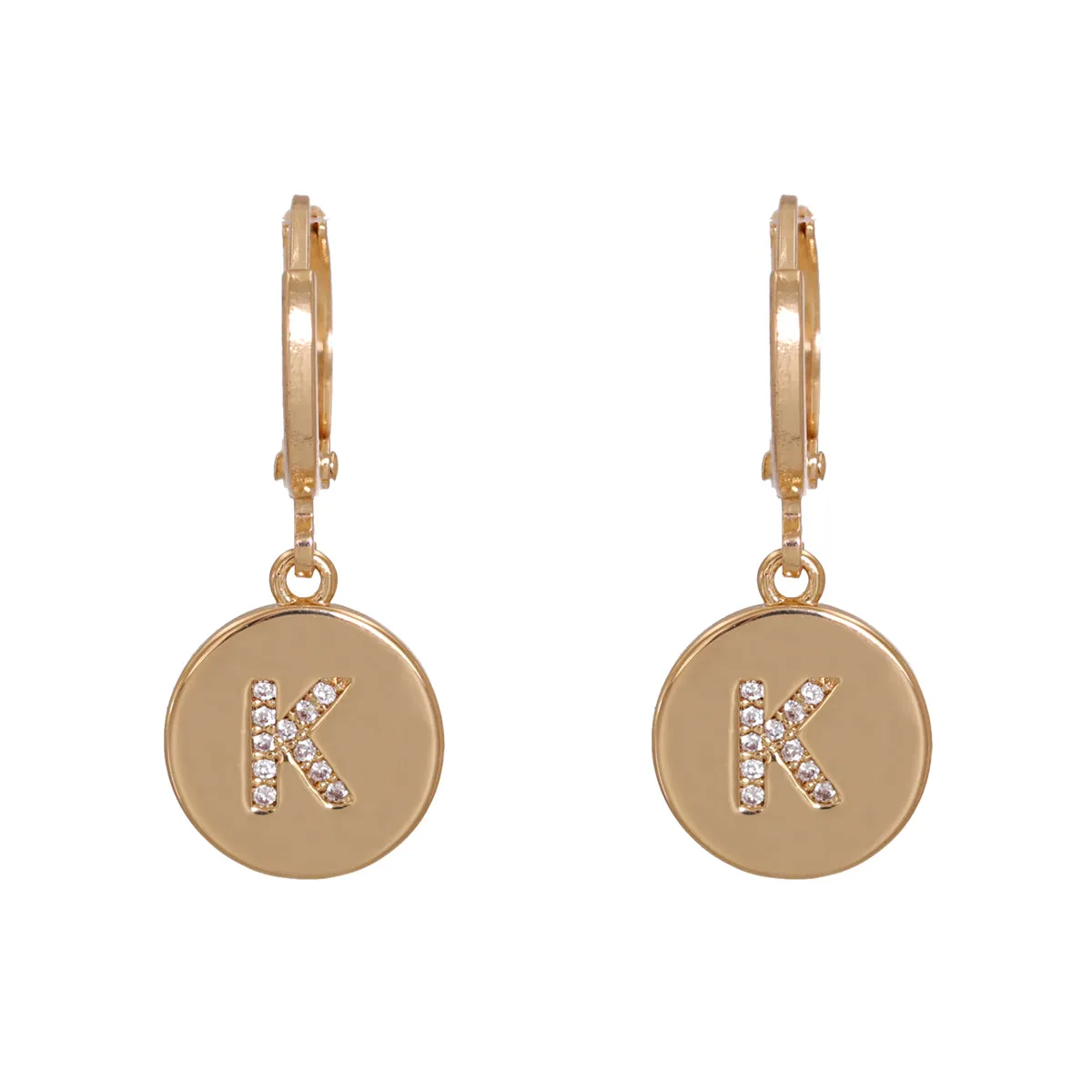 Cubic Zirconia & 18K Gold-Plated Letter K Cut Drop Earrings