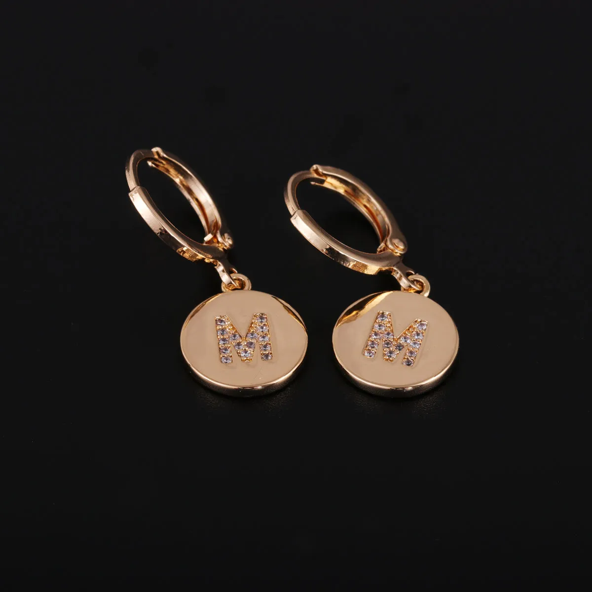 Cubic Zirconia & 18K Gold-Plated Letter M Cut Drop Earrings