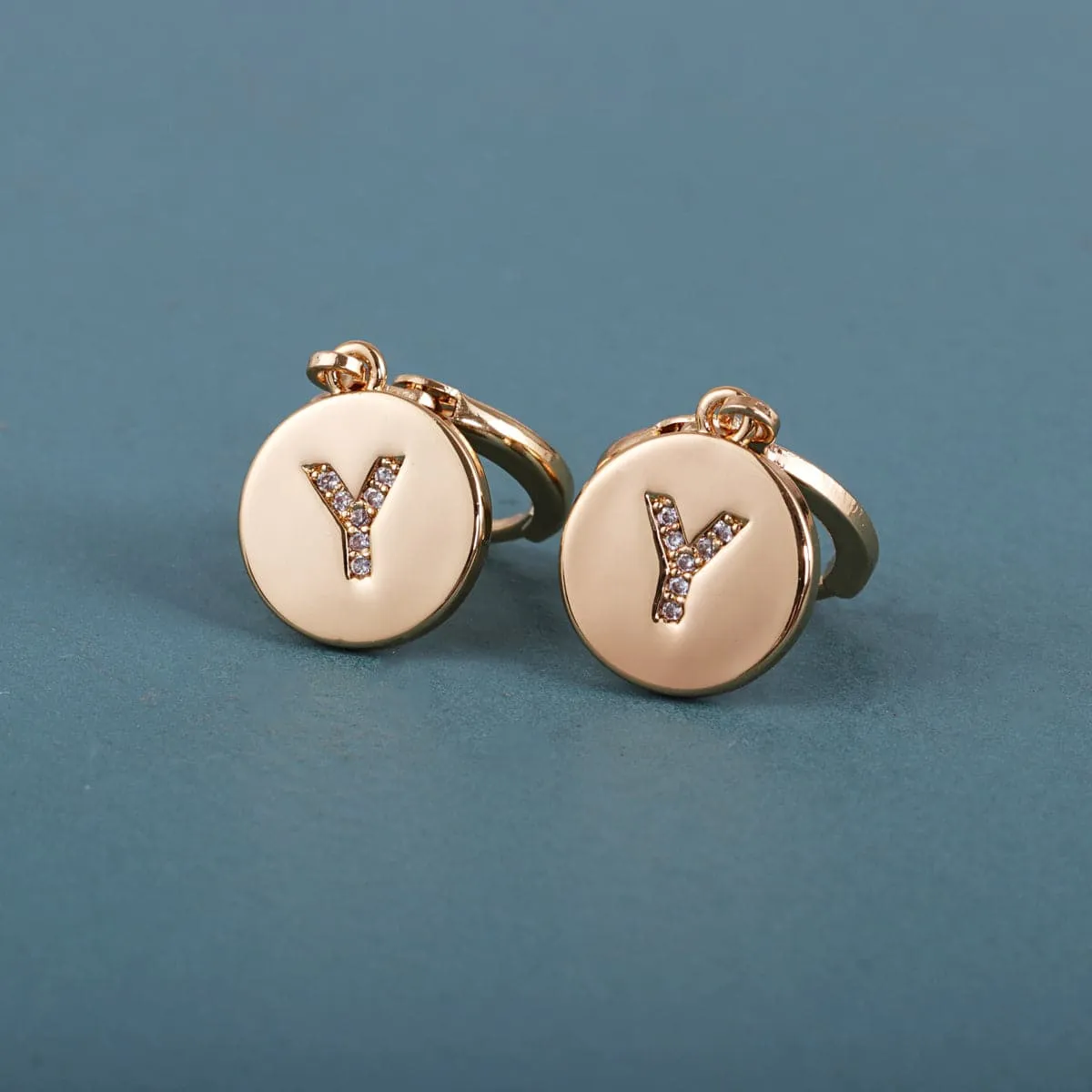Cubic Zirconia & 18K Gold-Plated Letter Y Cut Drop Earrings