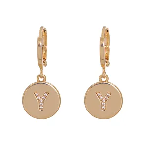 Cubic Zirconia & 18K Gold-Plated Letter Y Cut Drop Earrings