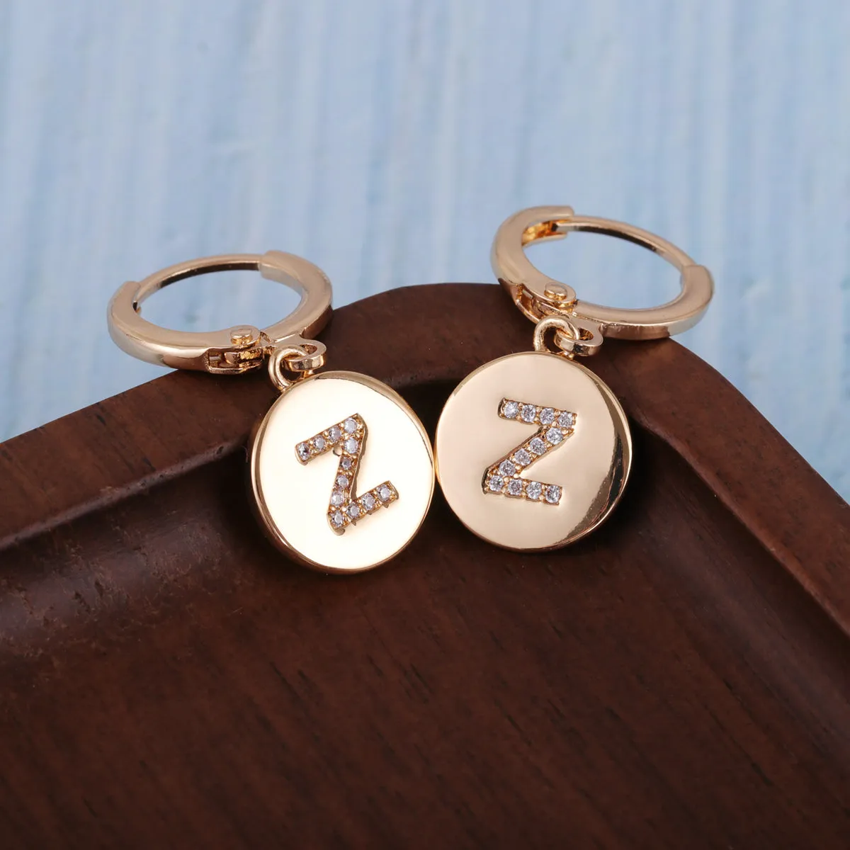 Cubic Zirconia & 18K Gold-Plated Letter Z Cut Drop Earrings