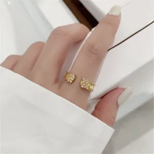 Cubic Zirconia & 18K Gold-Plated Milgrain Cluster Bypass Ring